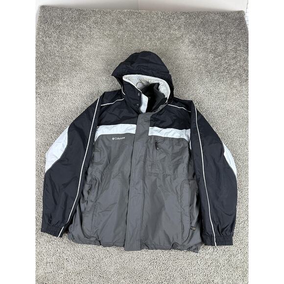 Columbia Jacket Mens Large Gray Black Interchange Waterproof Hooded Parka Coat - Picture 1 of 14